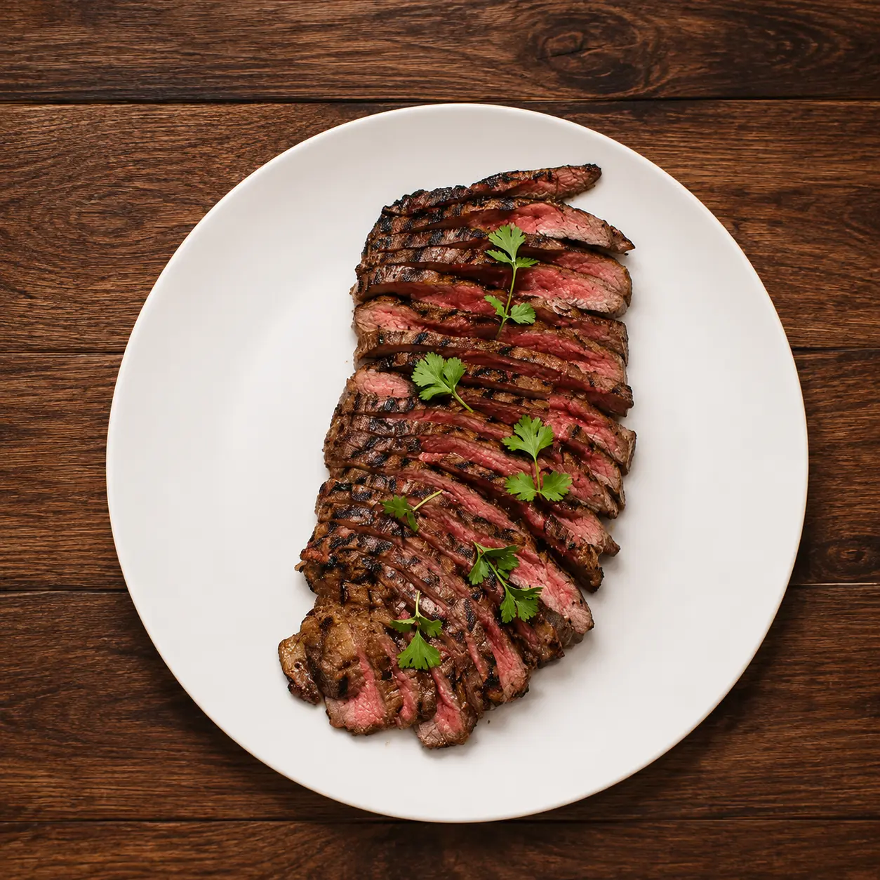 Marinated local bison flank sliced against the grain at our Bowness Rd NW steakhouse
